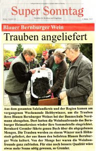 Pressebeitrag 'Trauben angeliefert' Super Sonntag 07.11.2010